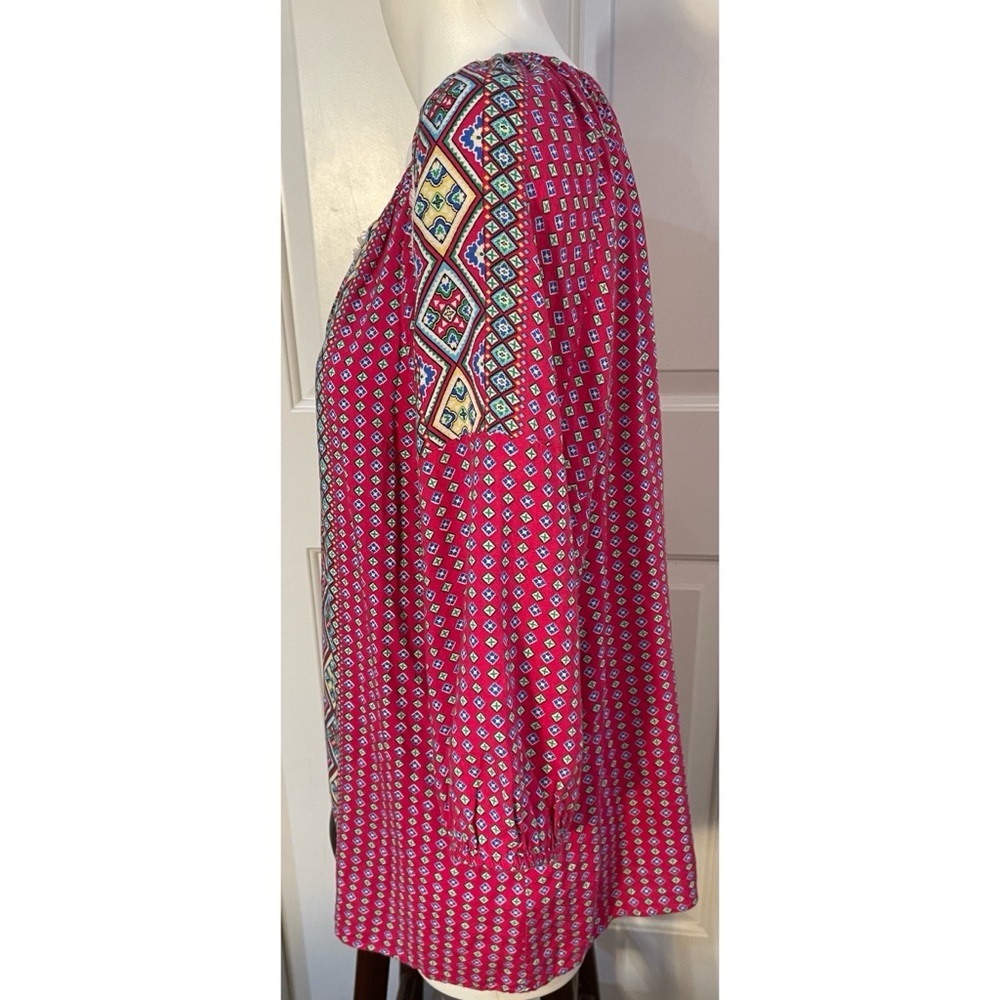 Great Northwest Indigo Blouse Tunic Boho Womens Size 1X Geo Pattern - Picture 3 of 6